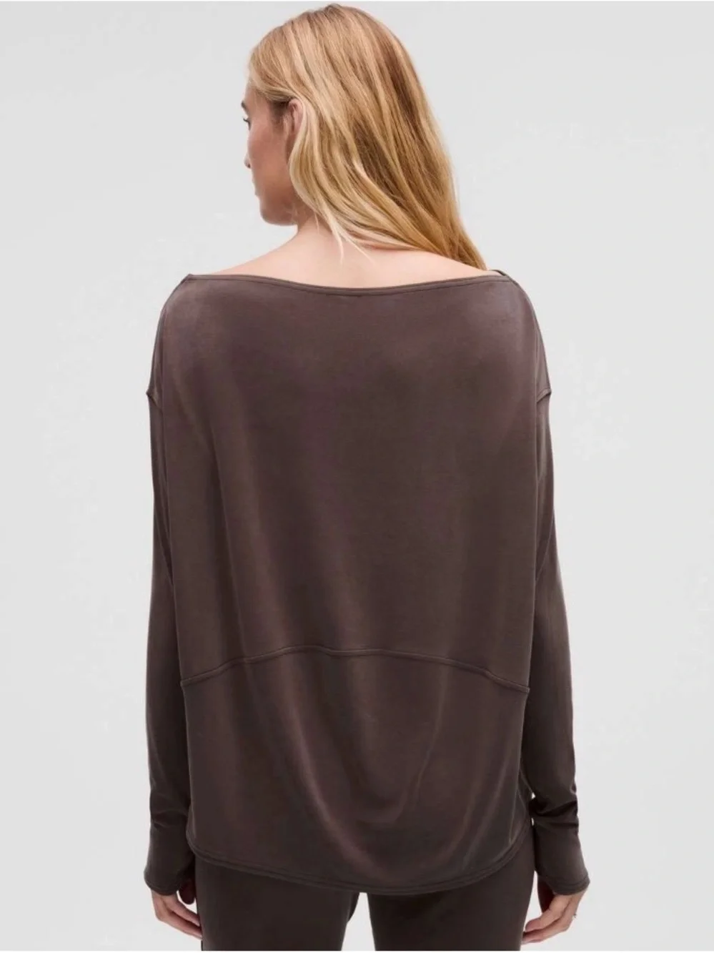 NWOT Lululemon Drapey Softstreme Off the Shoulder Long Sleeve in Espresso Size M